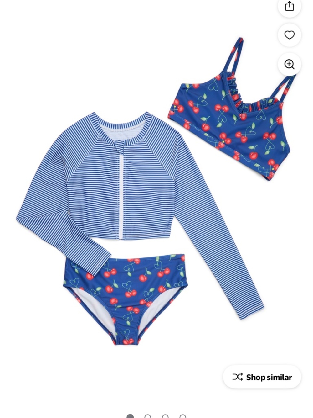 NWT Wonder Nation Navy Cherry Kids Swim Rashguard Set